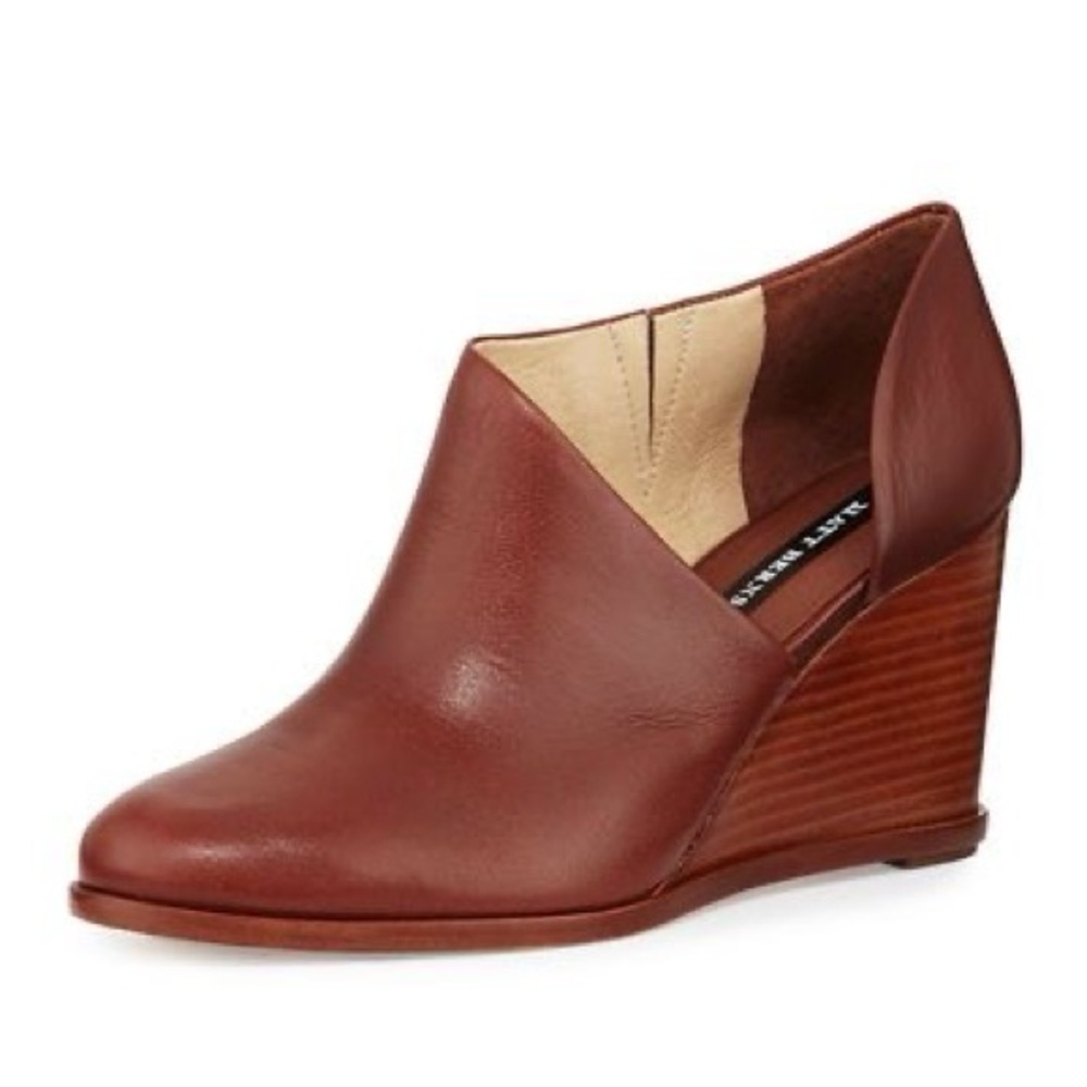 Matt Bernson Leather Half-d'orsay Wedge Bootie in Brown